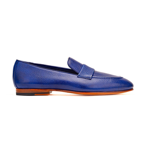 Blue Hanpainted Unlined Penny Strap Loafer