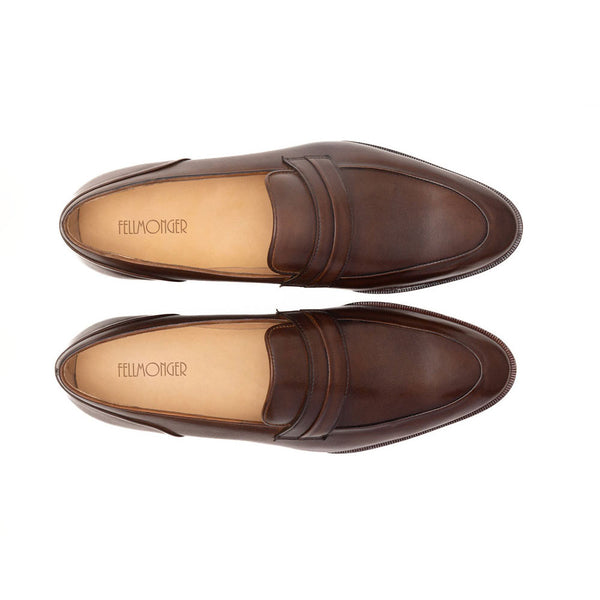 Brown Pleated Saddle Penny Loafer
