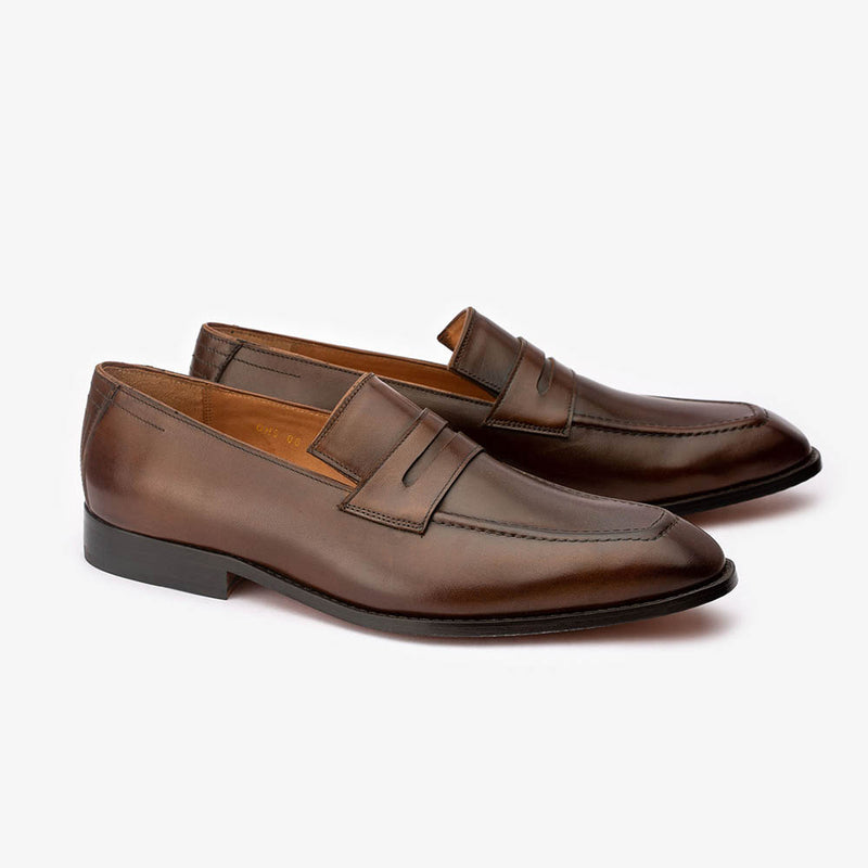 Brown Square Toe Classic Penny Loafers