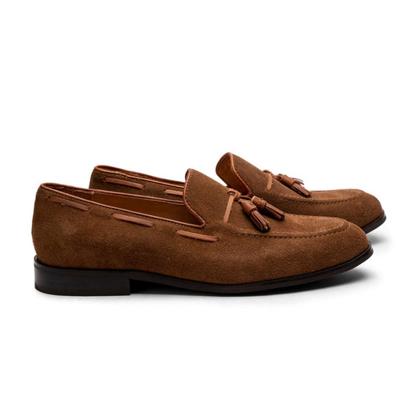 Tan Suede Loafer With Leather Tassels FELLMONGER