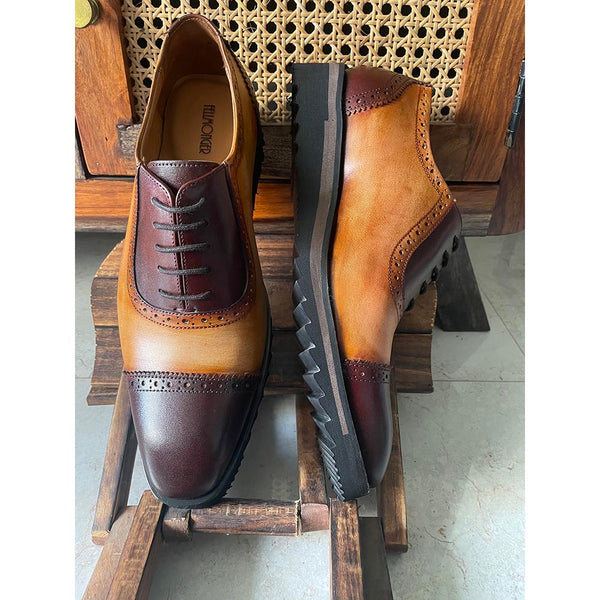 Brown + Tan Two Tone Captoe Oxfords + Extralight Soles