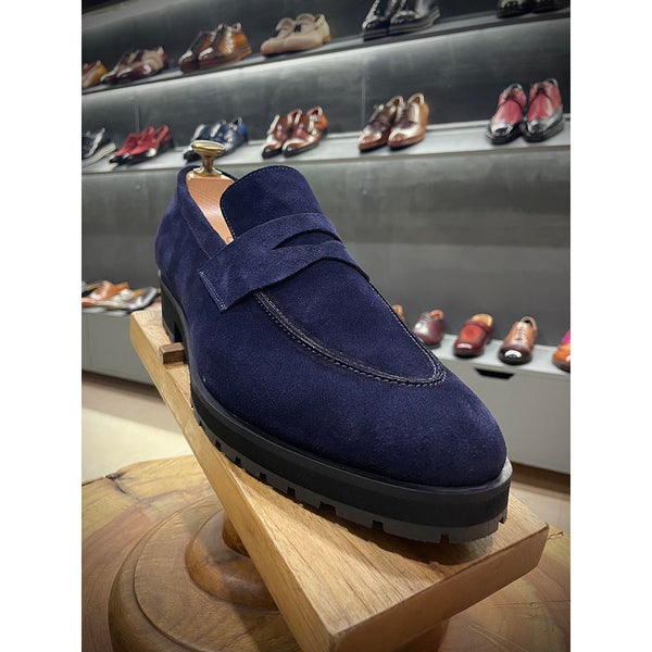 Navy Blue Suede Extralight Classic Penny All Day Loafer