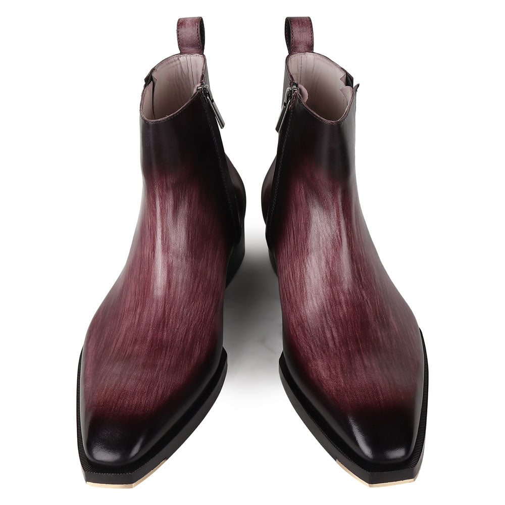Brushed Patina Mirror Glossed Zip Boot With Spade Sole – FELLMONGER