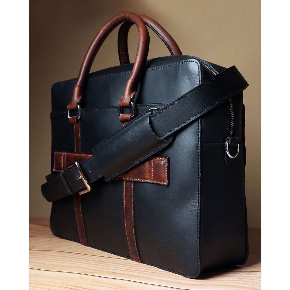 Black Brown Classic Man Bag - Main Image