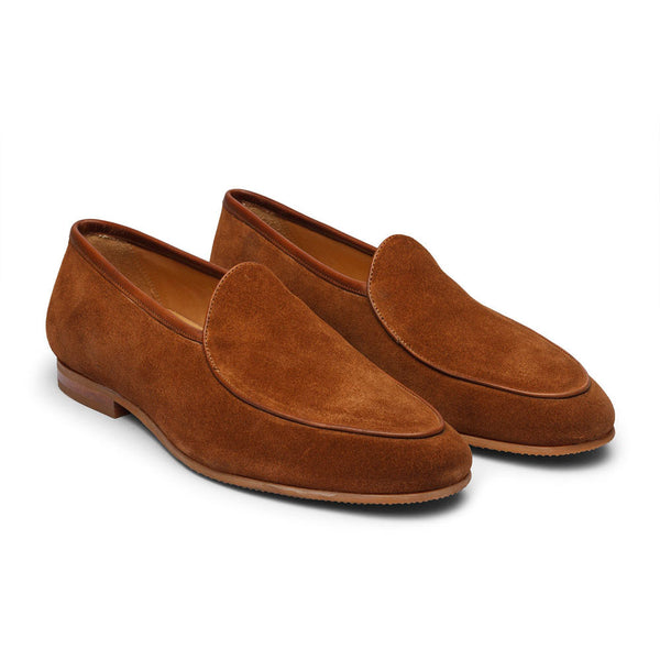 Suede Belgian Laofers With Honey Rubber Sole