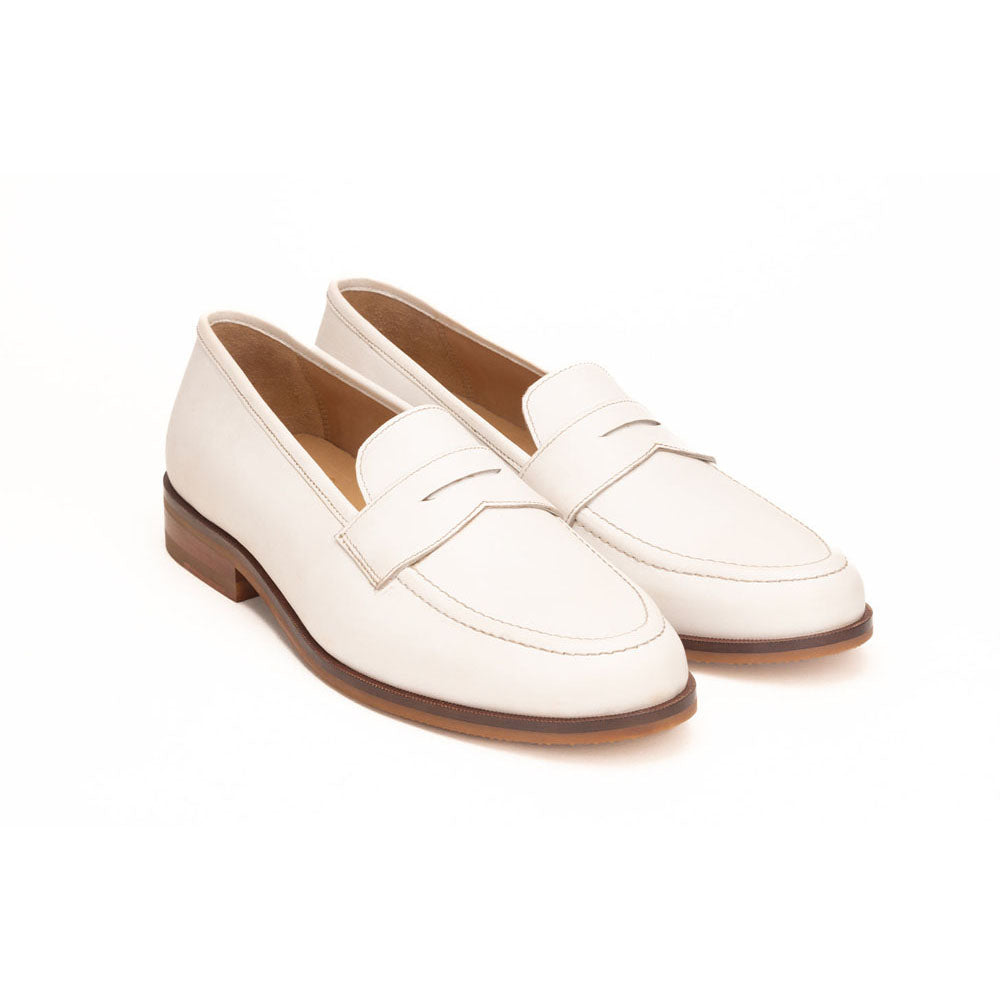 White Classic Moccasin Slipon Loafers - Main Image