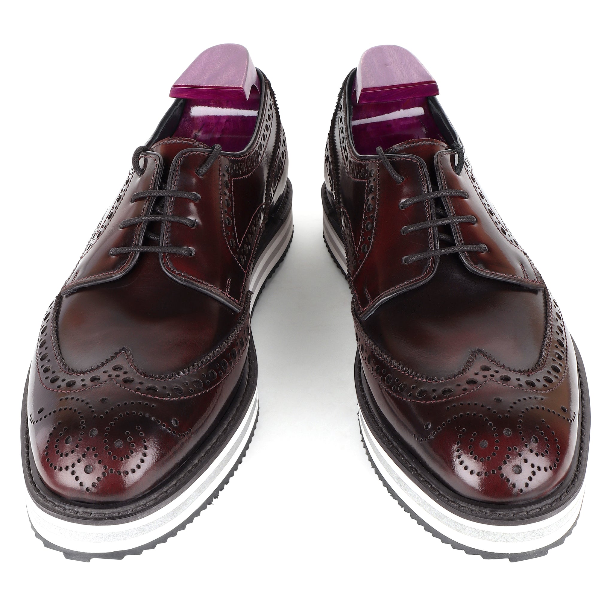 quilp Burgundy Suede Derby Brogue Quarter Brogue Shoes - Burgundy
