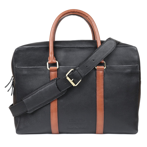 Black Milled + Brown Detail Classic Man Bag