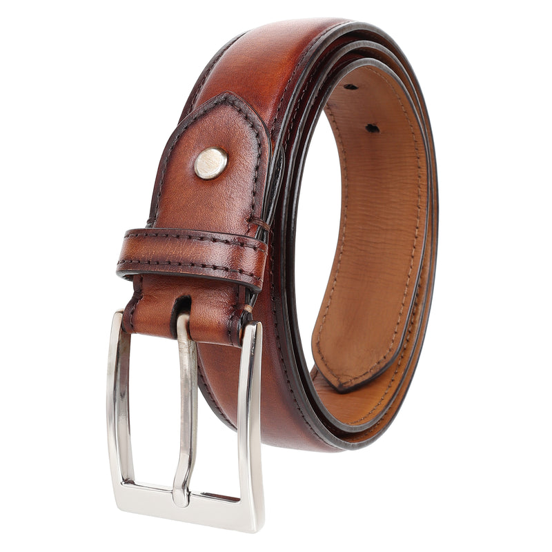 Dark Tan Patina Leather Belt