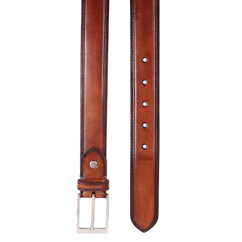 Dark Tan Patina Leather Belt