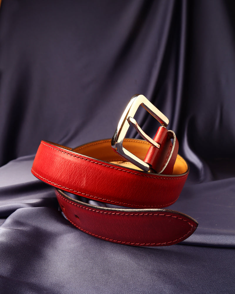Red Patina Leather Belt