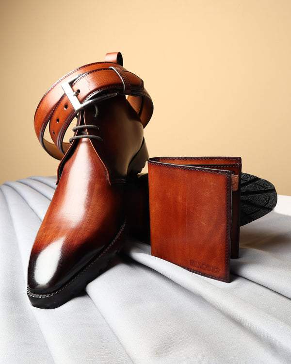 Combo - Chukka Boots + Belt + Wallet