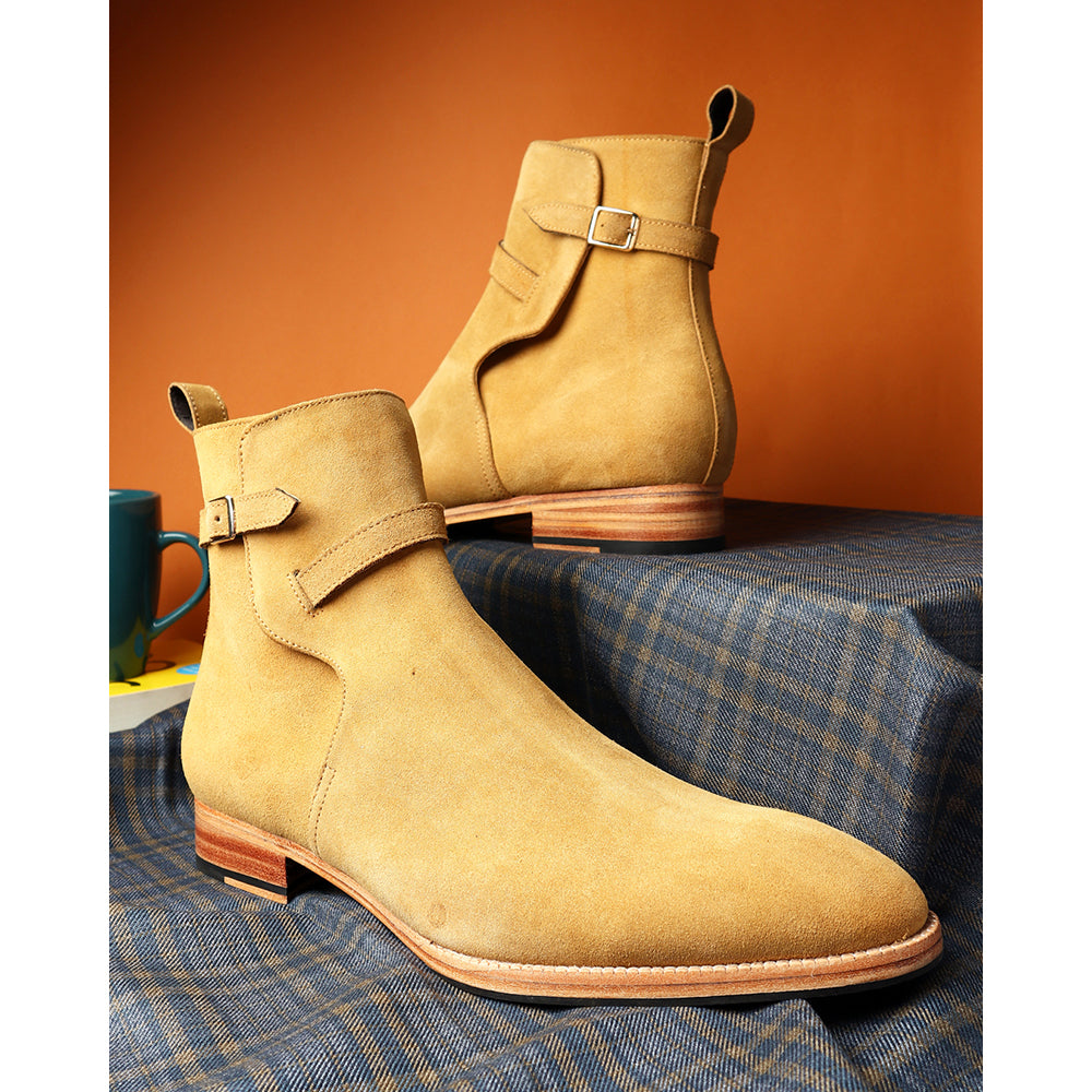 Camel Suede Modern Jodhpur Boots - Main Image