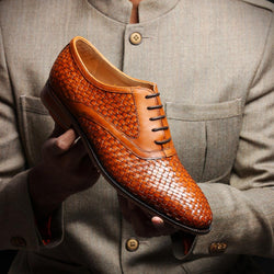 Tan Woven Leather Oxford