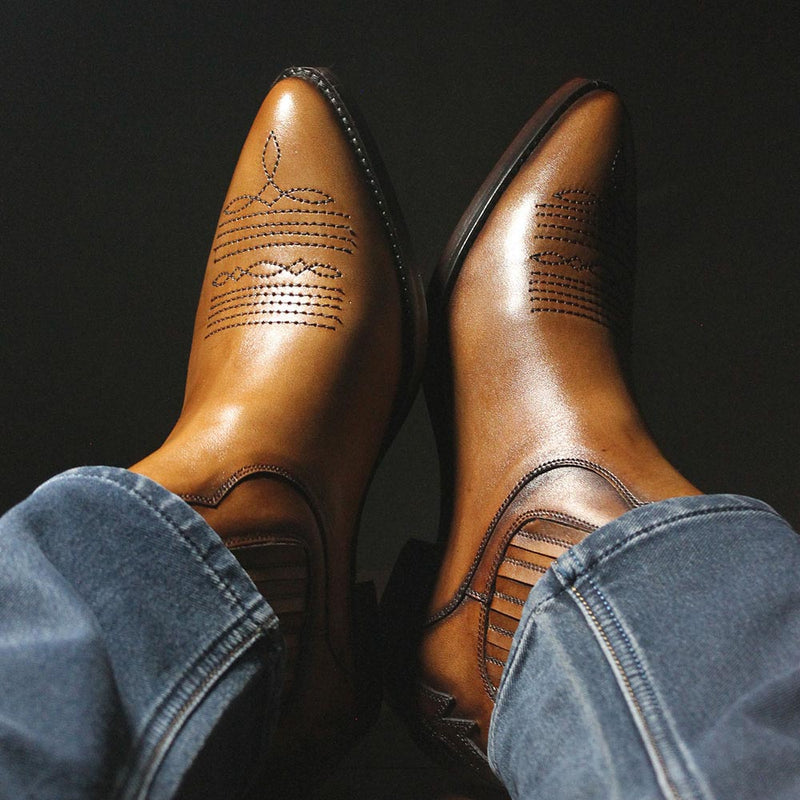 Tan Patina Classic Cowboy Boots
