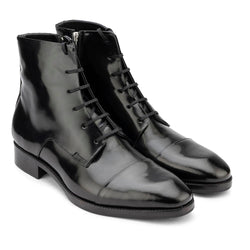 Black Brushed Derby Boots with Zip