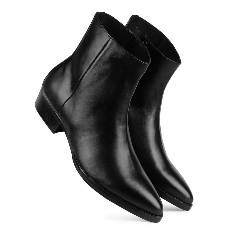 Black Pointed Zip Cowboy Boots