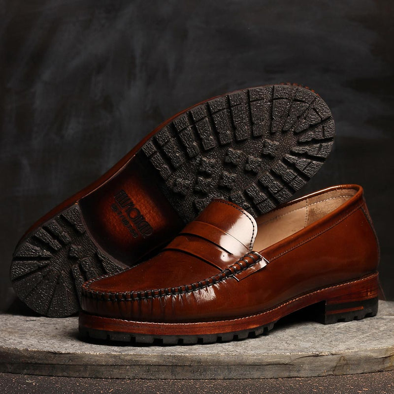 Tan Brushed Glossy classic Moccasins