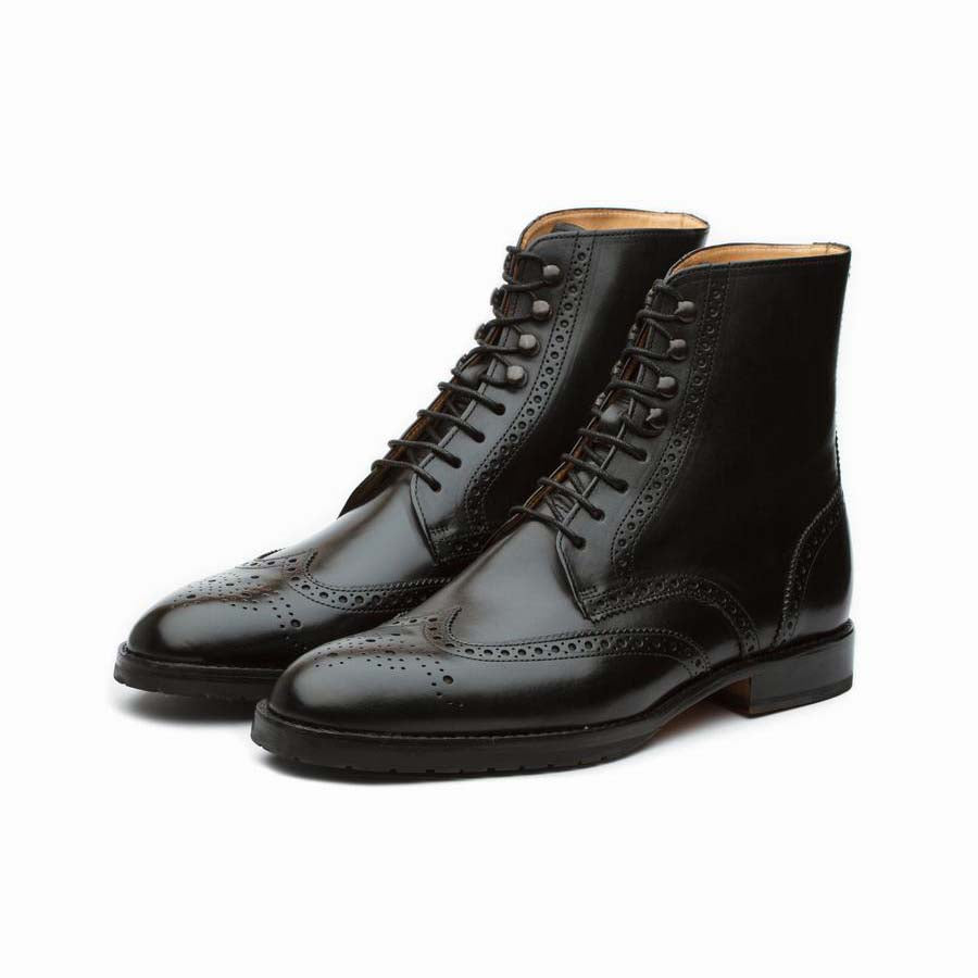 Black Wingtip Derby Boots – FELLMONGER - Main Image