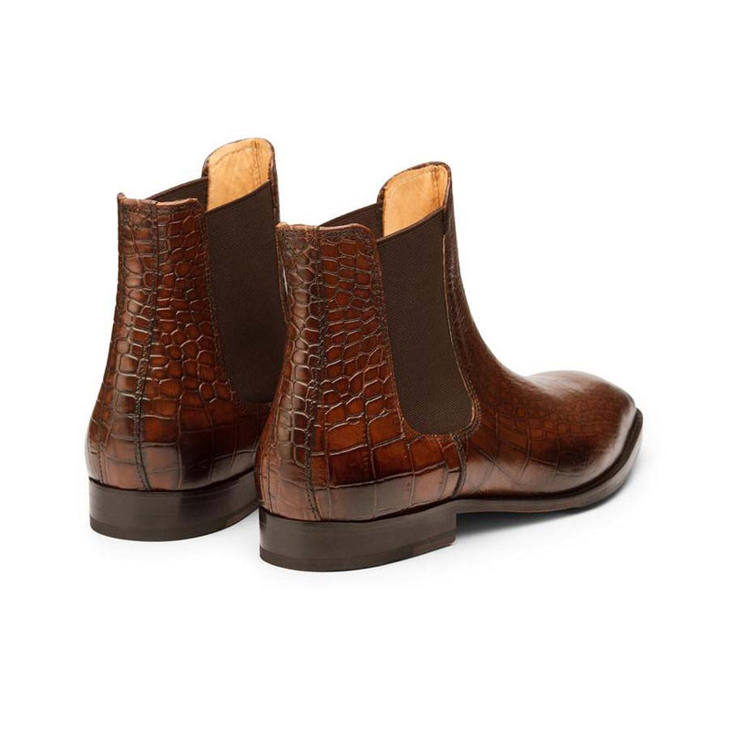 Brown Croco Chelsea Boots