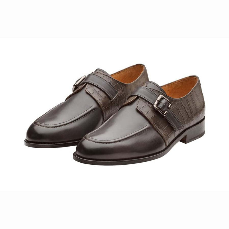 Grey Single Monks with Croco Detail