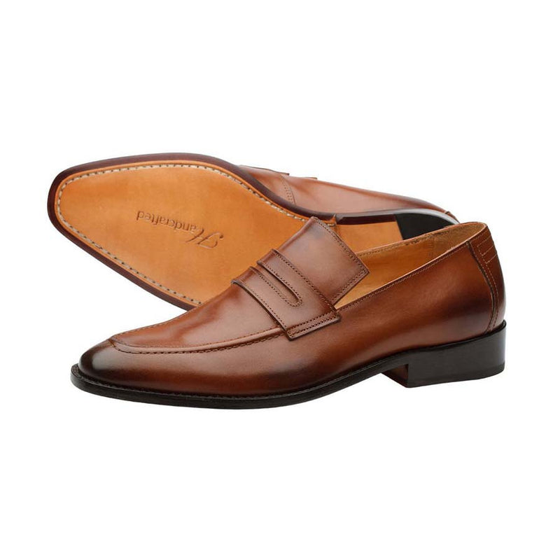 Tan Square Toe Penny Loafers