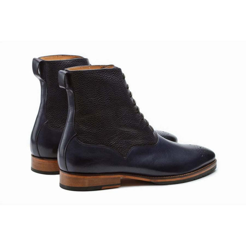 Navy Boots with Grain Detail