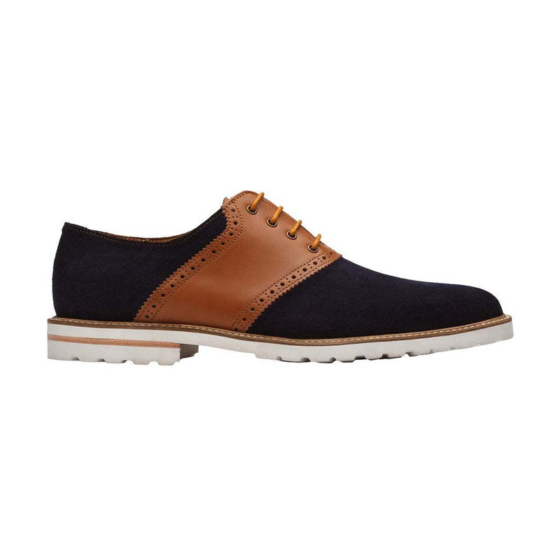 Navy Suede + Tan Combination Saddle Oxfords