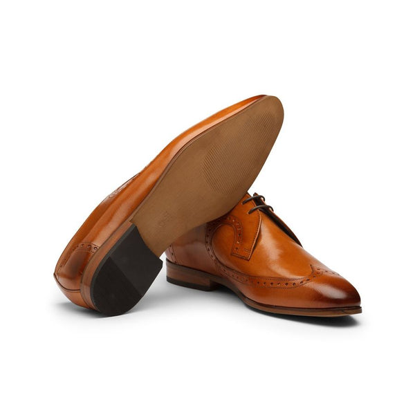Tan Decorated Derby Wingtips