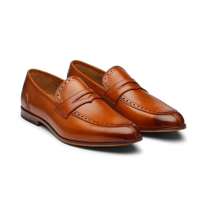 Tan Loafer with Punched Detail