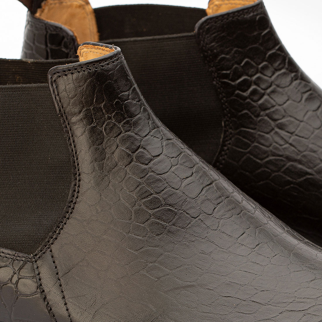 Black Croco Low Cut Chelsea Boots - Main Image