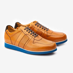 Tan Classic Sneaker with Blue sole
