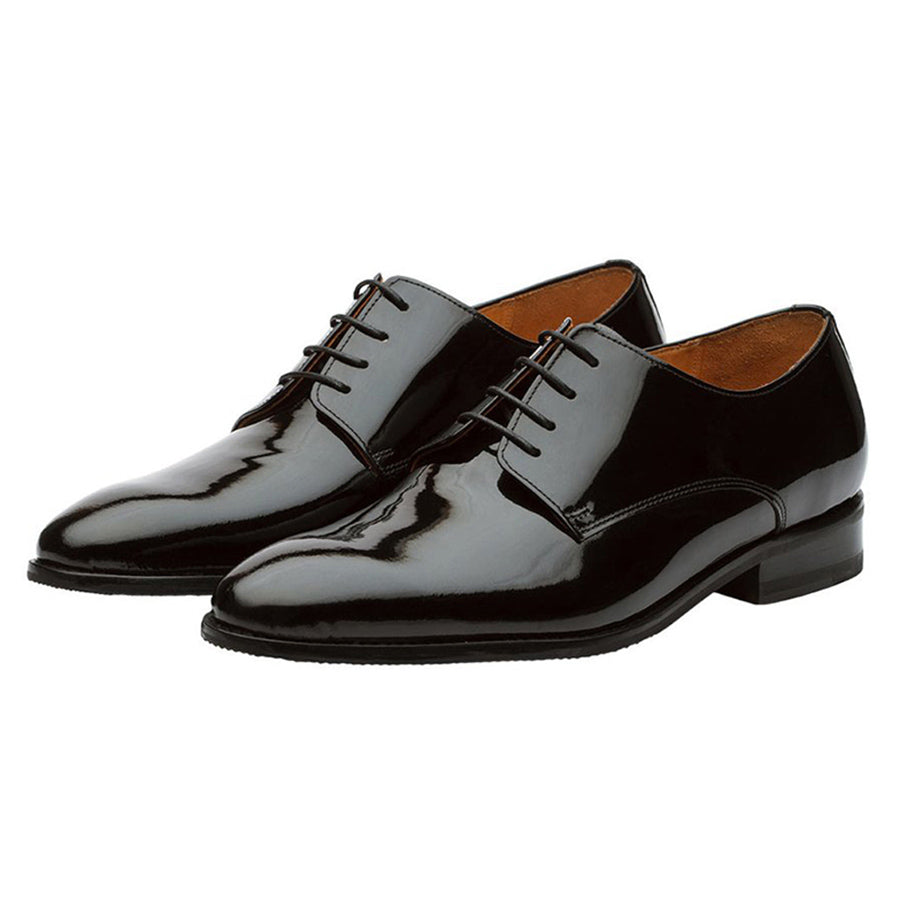 Black Patent Leather Rounded Cap Toe Double Monk Strap Formal Shoes By