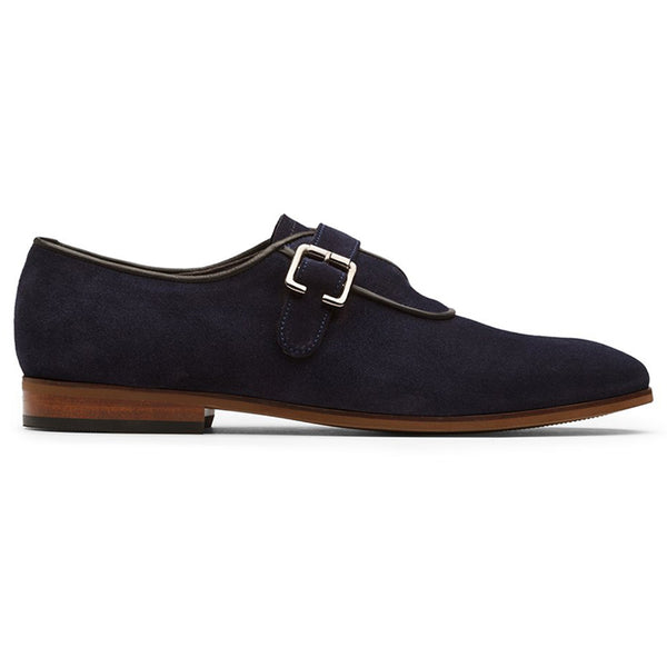 Navy Suede Single Strap Monks
