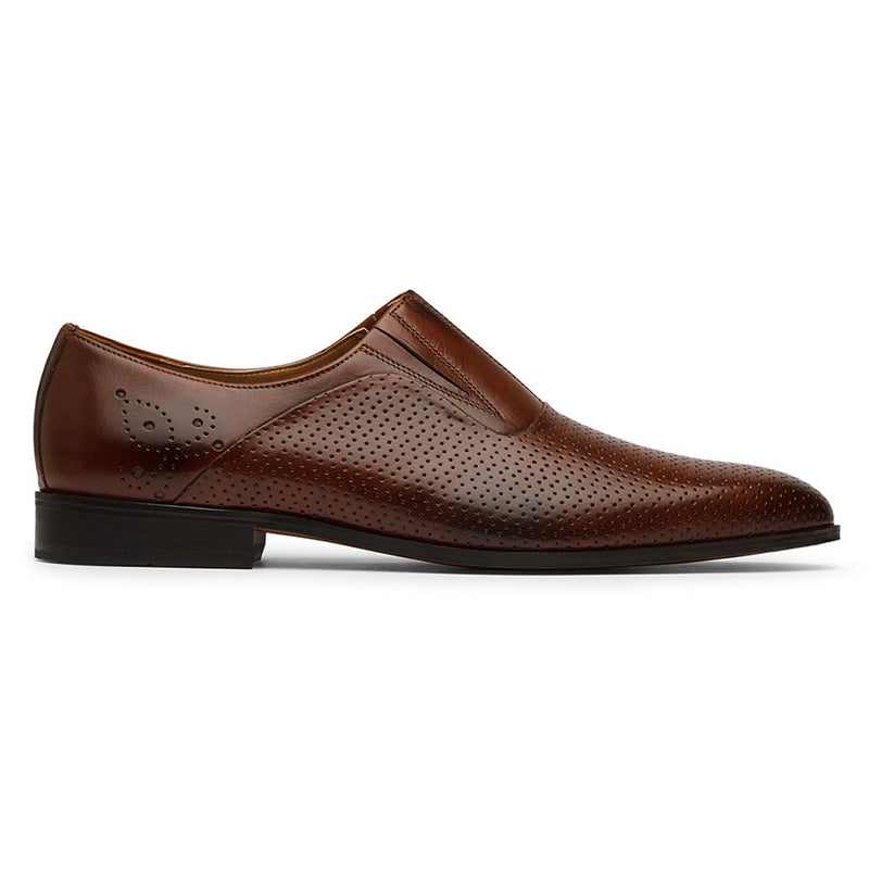 Brown Perforated Elastic Loafers