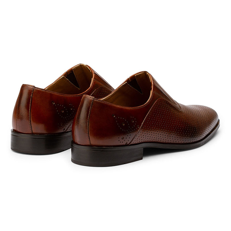 Brown Perforated Elastic Loafers