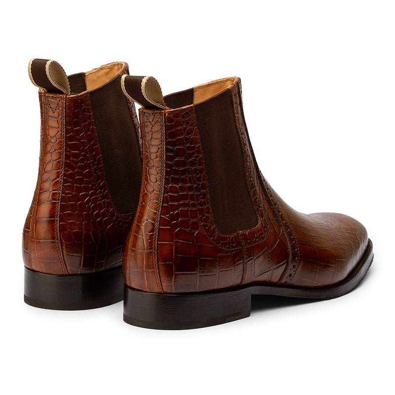 Brown Detailed Croco Chelsea Boot