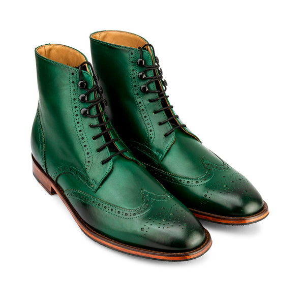 Green Wingtip Boots