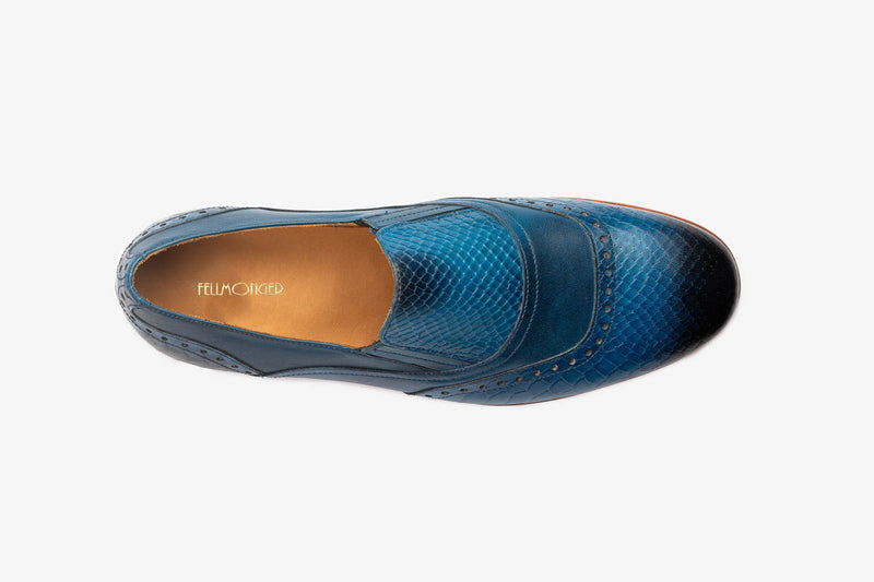 Blue Python Print Loafers