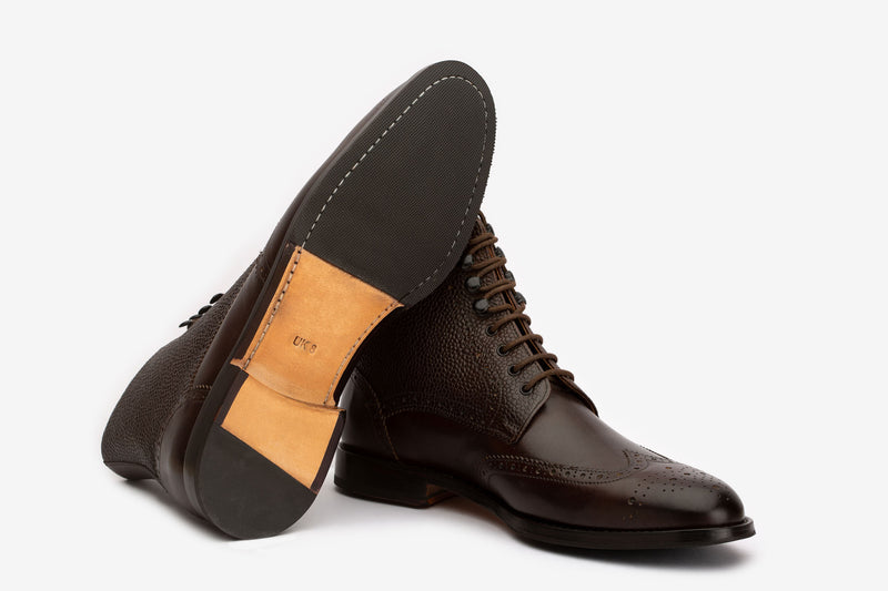 Brown Derby Boot With Grain Detail