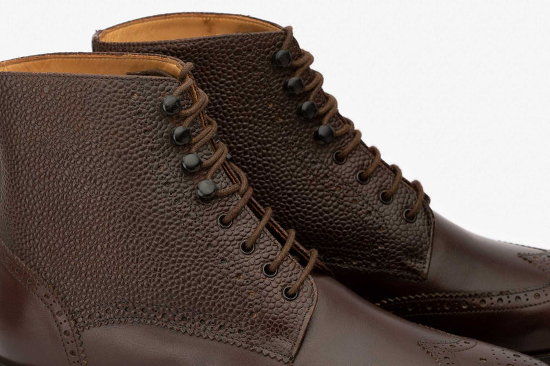 Brown Derby Boot With Grain Detail