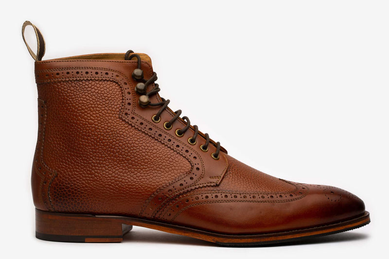 Tan Derby Boot With Grain Detail