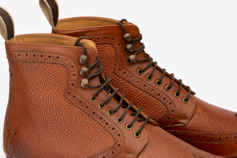 Tan Derby Boot With Grain Detail