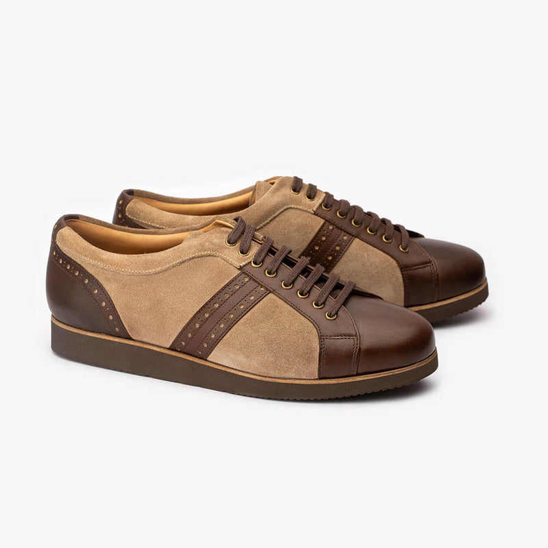 Brown + Cream Suede Combination Sneaker