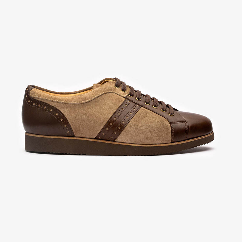 Brown + Cream Suede Combination Sneaker