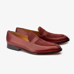 Burgundy Penny Loafer with Suede Detail