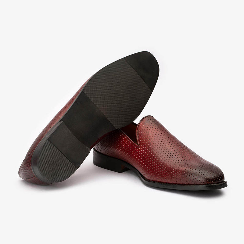 Burgundy Perforated Penny Loafer