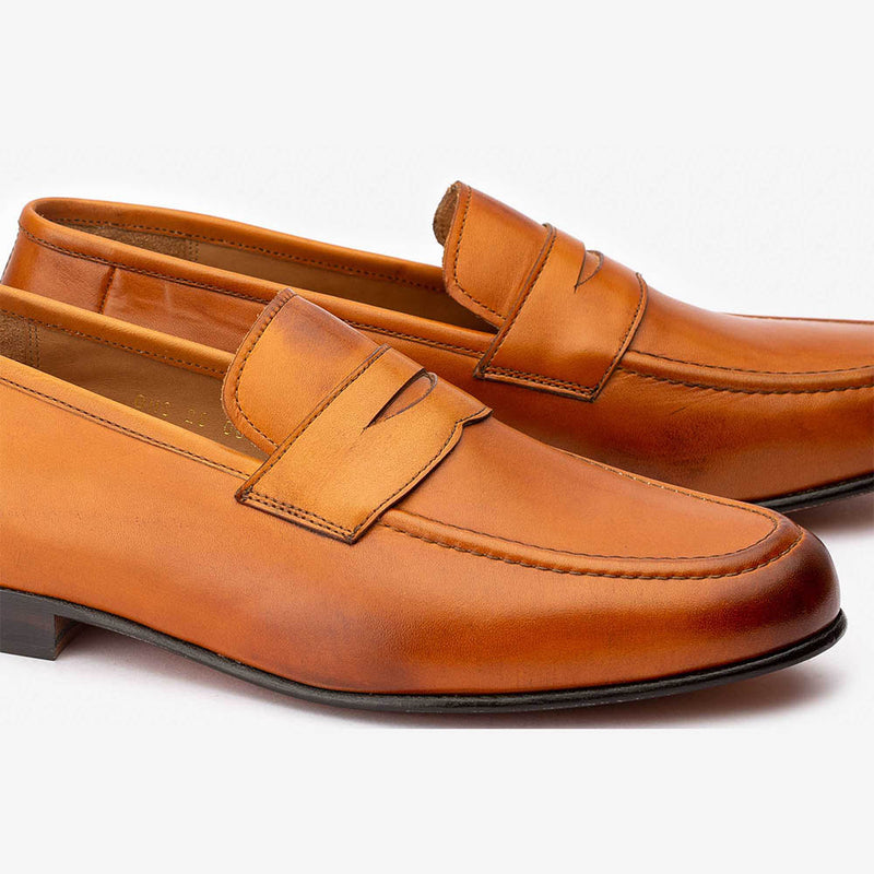 Tan Classic Round Toe Penny Loafer