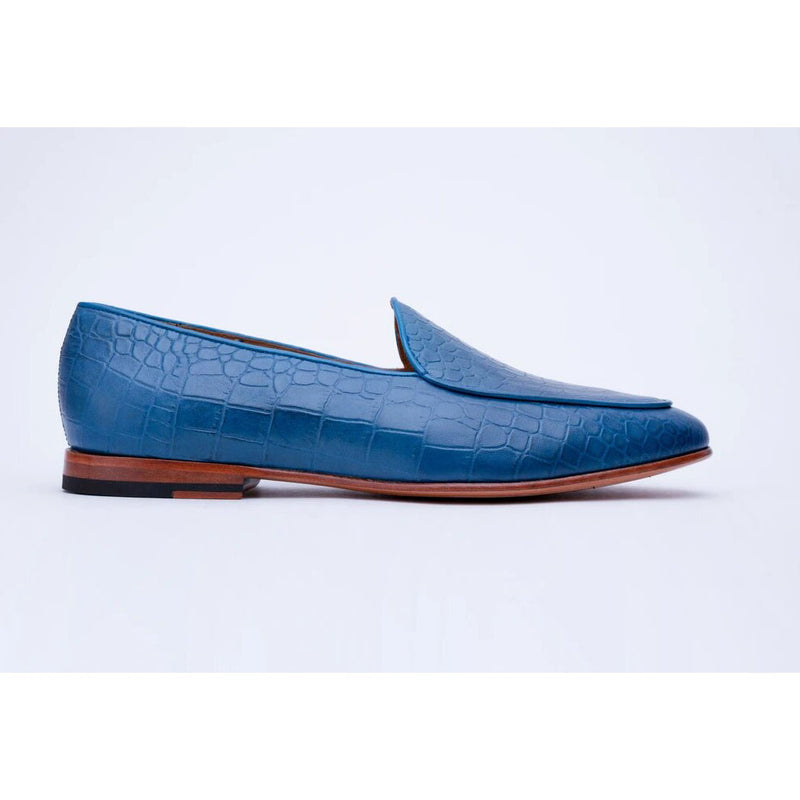 Blue Croco Belgian Loafers