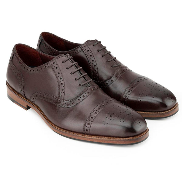 Brown Classic Welted Captoe Oxfords